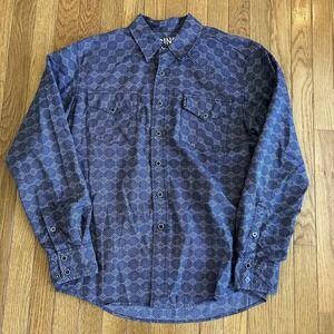 Cinch Modern Fit Mens Small Snap Up Long Sleeve Shirt Purple Geometric